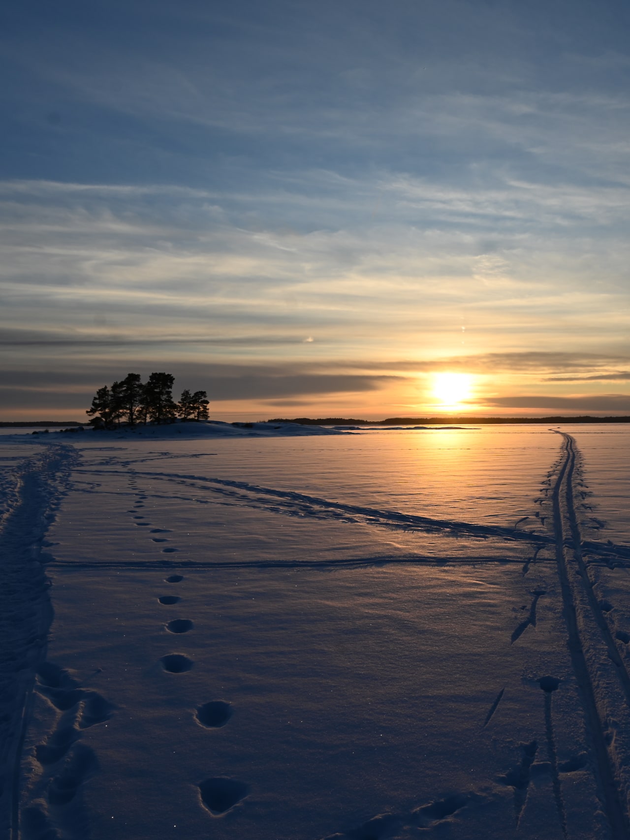 Erkanevat polut auringonlaskussa.